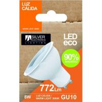 Bombilla Led eco GU10 8W 38° 3000K luz cálida (3000k) SILVER, 1ud