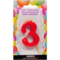 Vela aniversario roja n.3 ROURA