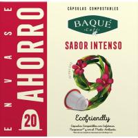 Café intenso cápsula aluminio comp. Nespresso BAQUÉ, caja 20 uds