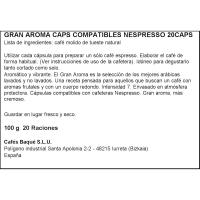 Café gran aroma comp. Nespresso BAQUÉ, caja 20 uds