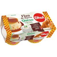 Flan de huevo y queso DHUL, pack 4x110 g