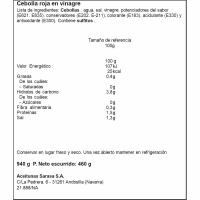 Cebollas rojas en vinagre SARASA, frasco 500 g
