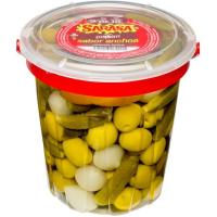 Popurrí de aceitunas-encurtidos SARASA, tarrina 450 g