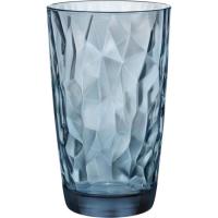 Vaso alto Diamond azul, vidrio labrado BORMIOLI, 47 cl