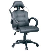 Silla gaming giratoria Game Back, símil piel negro blanco, regulable, 115-123x70cm