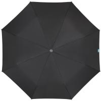 Paraguas plegable negro 58/8 automático, mango madera, varillas fibra de vídrio.