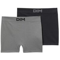 Bóxer hombre sin costuras microfibra, negro/gris talla L DIM BASIC, pack 2 uds