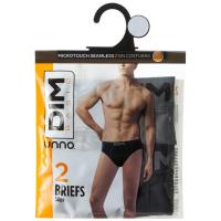 Slip hombre sin costuras microfibra, negro/gris talla L DIM BASIC, pack 2 uds