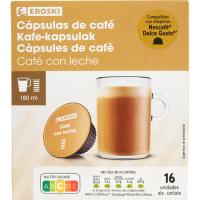 Café con leche comp. Dolce Gusto EROSKI, caja 16 uds
