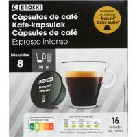 Café expresso intenso compatible Dolce Gusto EROSKI, caja 16 uds