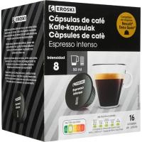 Café expresso intenso compatible Dolce Gusto EROSKI, caja 16 uds