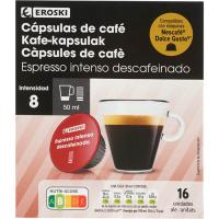 Café espresso descaf. compatible Dolce Gusto EROSKI, caja 16 uds