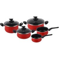 Batería de cocina de acero esmaltado Praga, apto para todo tipo de cocinas, MAGEFESA, 5 piezas y 3 tapas.