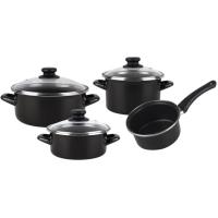 Batería de cocina de acero esmaltado Kenia, apto para todo tipo de cocinas, MAGEFEESA, 4 piezas y 3 tapas