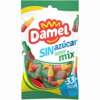 Gominolas sour mix sin azúcar DAMEL, bolsa 90 g