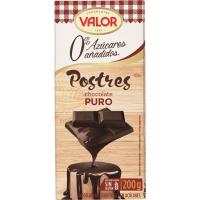 VALOR azkenbururako txokolate purua azukrerik gabe, tableta 200 g