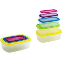 Fiambrera hermética rectangular aplilable, tapas colores LUMINARC, set 5 uds