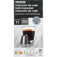 Café expresso extra intenso comp. Nespresso EROSKI, caja 20 uds