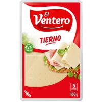 Queso tierno EL VENTERO, lonchas, bandeja 160 g