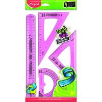Reglas geométricas: regla 30cm, cartabón, escuadra, transportador MAPED, Pack 4 ud
