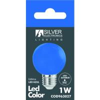 Bombilla Led esférica azul E27 1W IP44 SILVER ELECTRONICS, 1 ud