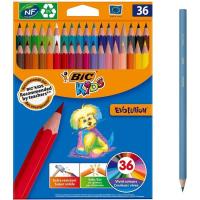 BIC KIDS EVOLUTION hainbat koloretako arkatzak, kutxa 36 ale