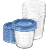 Recipiente para leche materna con tapa 180 ml AVENT, pack 5 uds