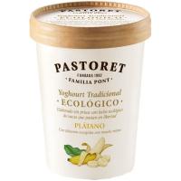Yogur ecológico con plátano PASTORET, tarrina 500 g