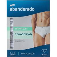 Slip hombre abierto de algodón, blanco ABANDERADO, talla T48