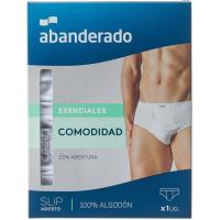 Slip hombre abierto de algodón, blanco ABANDERADO, talla T52