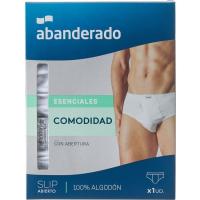 Slip hombre abierto de algodón, blanco ABANDERADO, talla T56