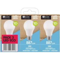 Bombilla Led eco estándar E27 8W luz fría (6000k) SILVER, 3 uds