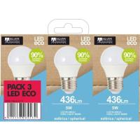 Bombilla Led eco esférica E14 5W luz fría (6000k) SILVER, 3 uds