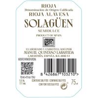 Vino Blanco Semidulce D.O.C. Rioja SOLAGÜEN, botella 75 cl