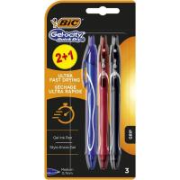 Bolígrafo tinta gel, color: azul, rojo y negro, punta 0.7mm Gelocity Quick Dry BIC