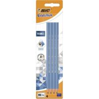Lápiz grafito triangular 2HB Evolution Tri azul BIC, blister 4uds