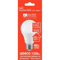 Bombilla Led eco estándar E27 15W luz cálida (3000k) SILVER, 1 ud