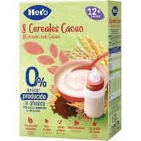 Papilla 8 cereales con cacao HERO, caja 340 g