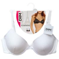 Sujetador mujer encaje con aro y relleno, blanco DIM BASIC, talla 90B