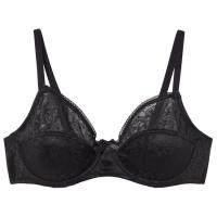 Sujetador mujer encaje con aro sin relleno, negro DIM BASIC, talla 90B