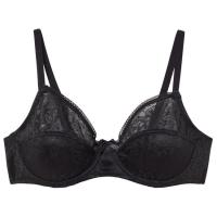 Sujetador mujer encaje con aro sin relleno, negro DIM BASIC, talla 100B