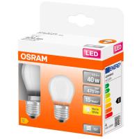 OSRAM E27 led bonbilla biribila, 4W, argi beroa (2700k), 2 ale