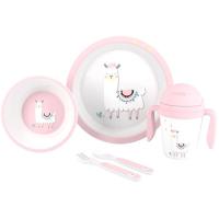 Set vajilla llama, incluye plato llano, cuenco, cuchara, tenedor y taza INTERBABY