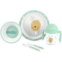 Set vajilla leon, incluye plato llano,cuenco, cuchara, tenedor y taza INTERBABY