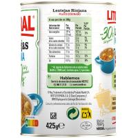 Lentejas Riojana -30% sal y grasa LITORAL, lata 425 g