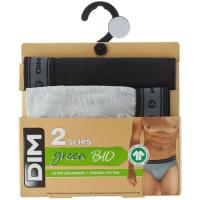 Slip hombre algodón orgánico, gris/negro talla L DIM, pack 2 uds
