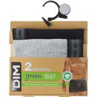 Bóxer hombre algodón orgánico, gris/negro talla L DIM, pack 2 uds