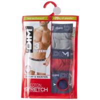 Bóxer hombre algodón elástico, azul/rojo/gris talla L DIM, pack 3 uds