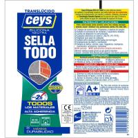 CEYS erabateko zigilatzeko silikona gardena, barnealdea-kanpoaldea, ez du belzten, tutua 125 ml