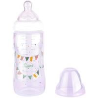 Biberón multiflow con tetina de silicona y cuello ancho +6 meses, TIGEX, 300ml